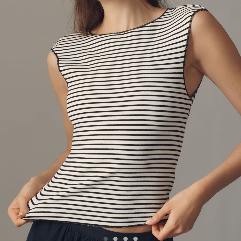 Anthropologie Black and White Striped Top